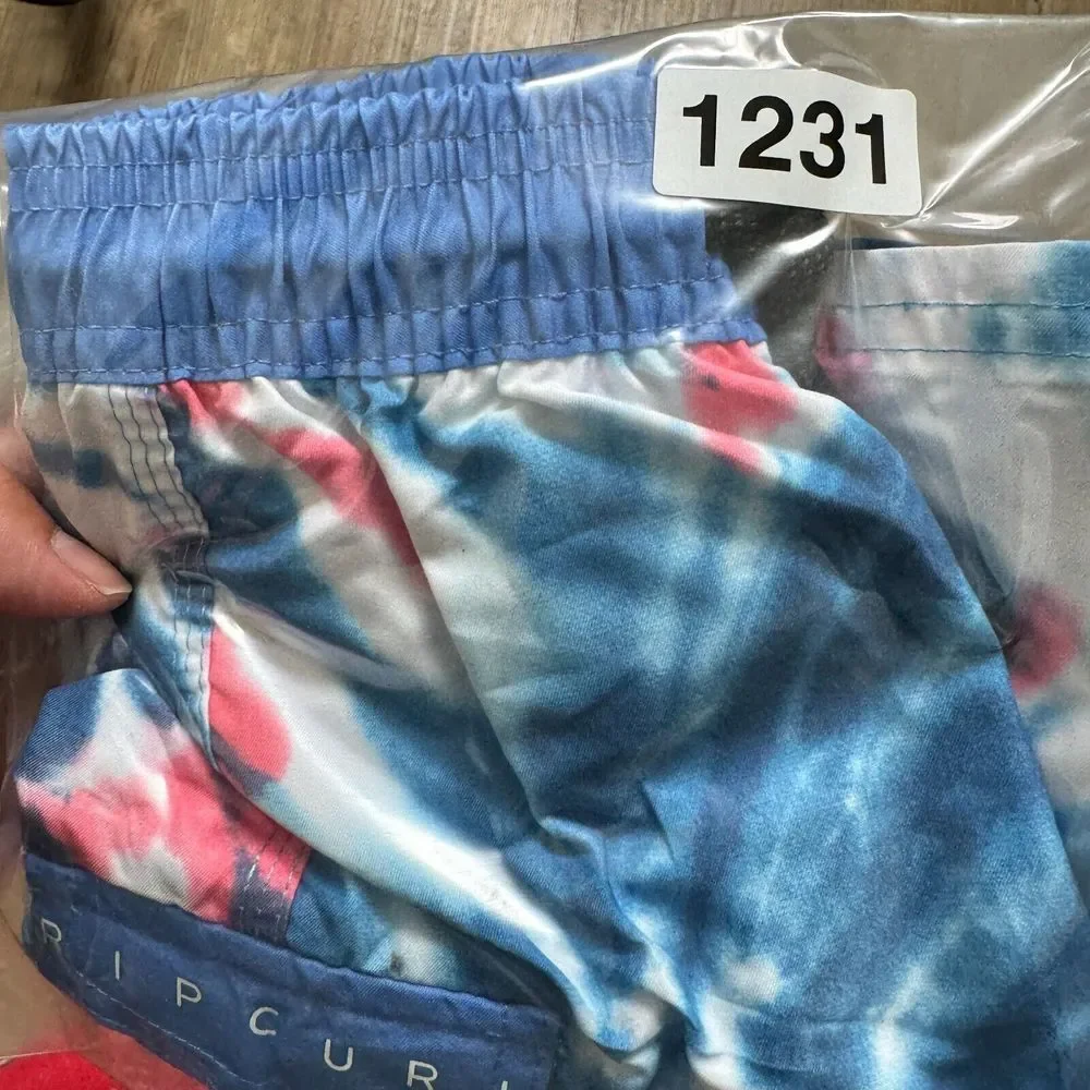 Rip Curl Lay‎ Days Boys Bathing Suit Swim Trunks Lined Blue Tie Dye Size 2